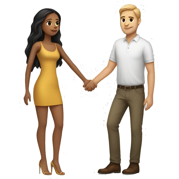 latina girl holding hands with white man emoji