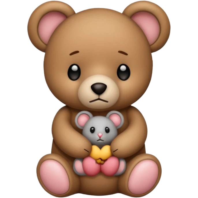 Sad teddy bear emoji holding sad mouse emoji emoji