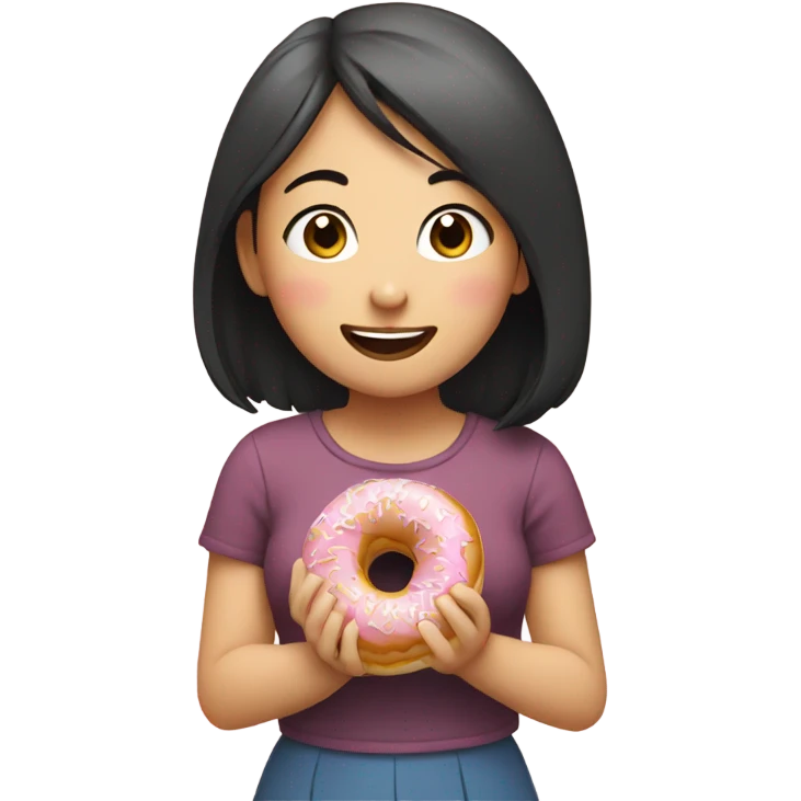 Asian girl eating a donut emoji