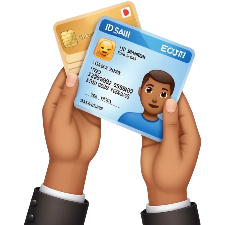 two hands holding one id card emoji