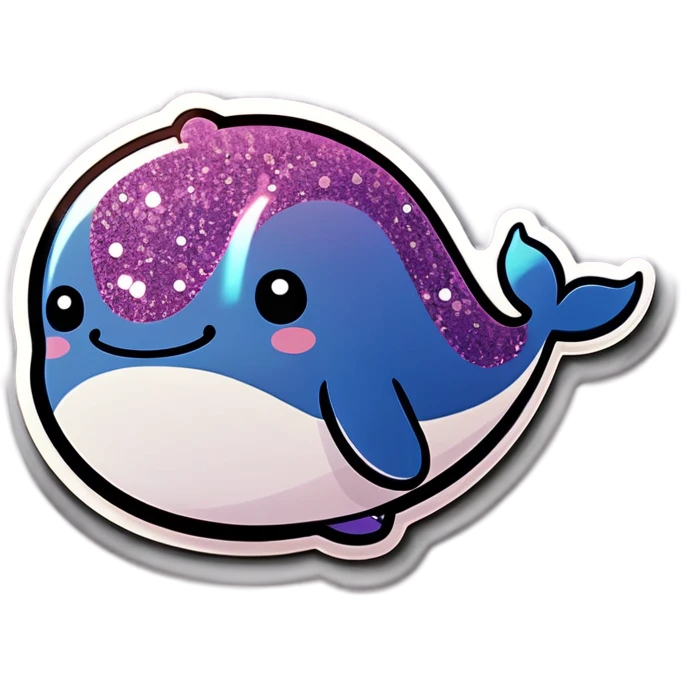 Kawaii glitter cute whale  emoji