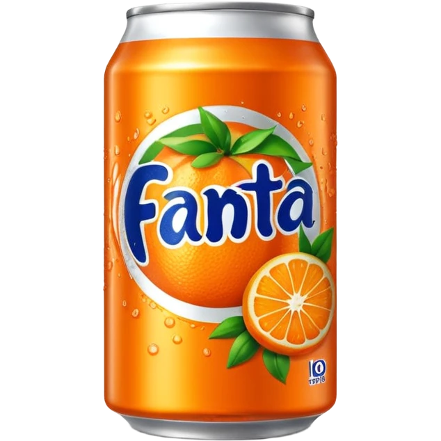 Draw a bright orange Fanta can with the bold logo & fruit graphics. emoji