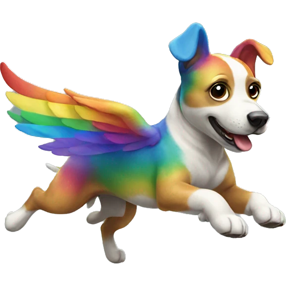Flying rainbow dog emoji