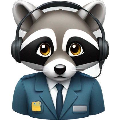 raccoon contact center agent with headset emoji