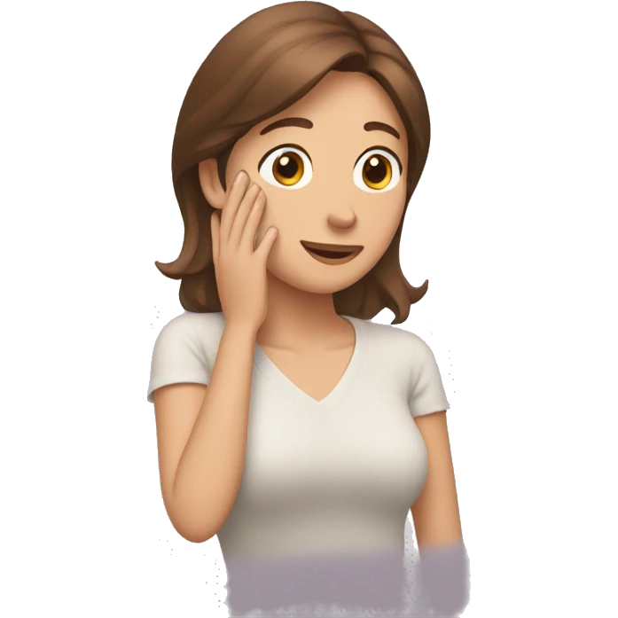 relieved wiping forehead with one hand woman with brown medium hair  emoji