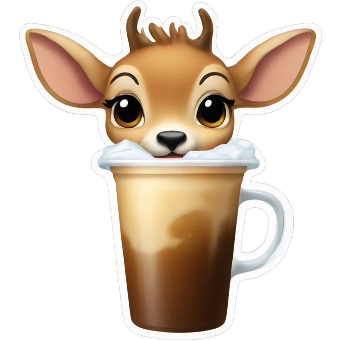 Baby deer drinking iced coffee emoji
