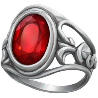 small silver ring with red gem emoji