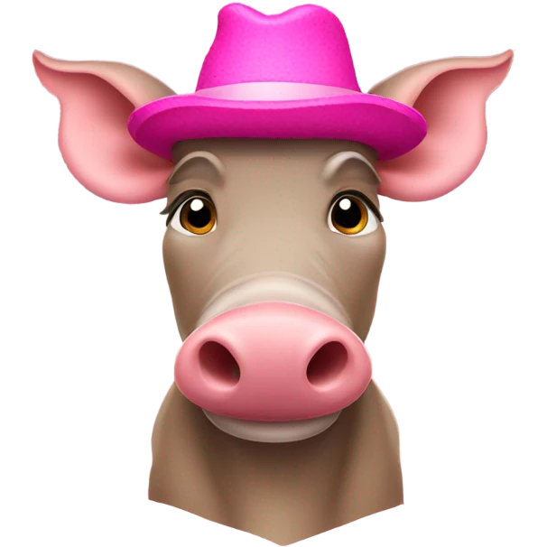 Warthog wearing pink hat emoji
