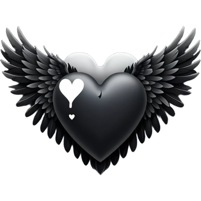 Hazme el corazón negro con alas emoji