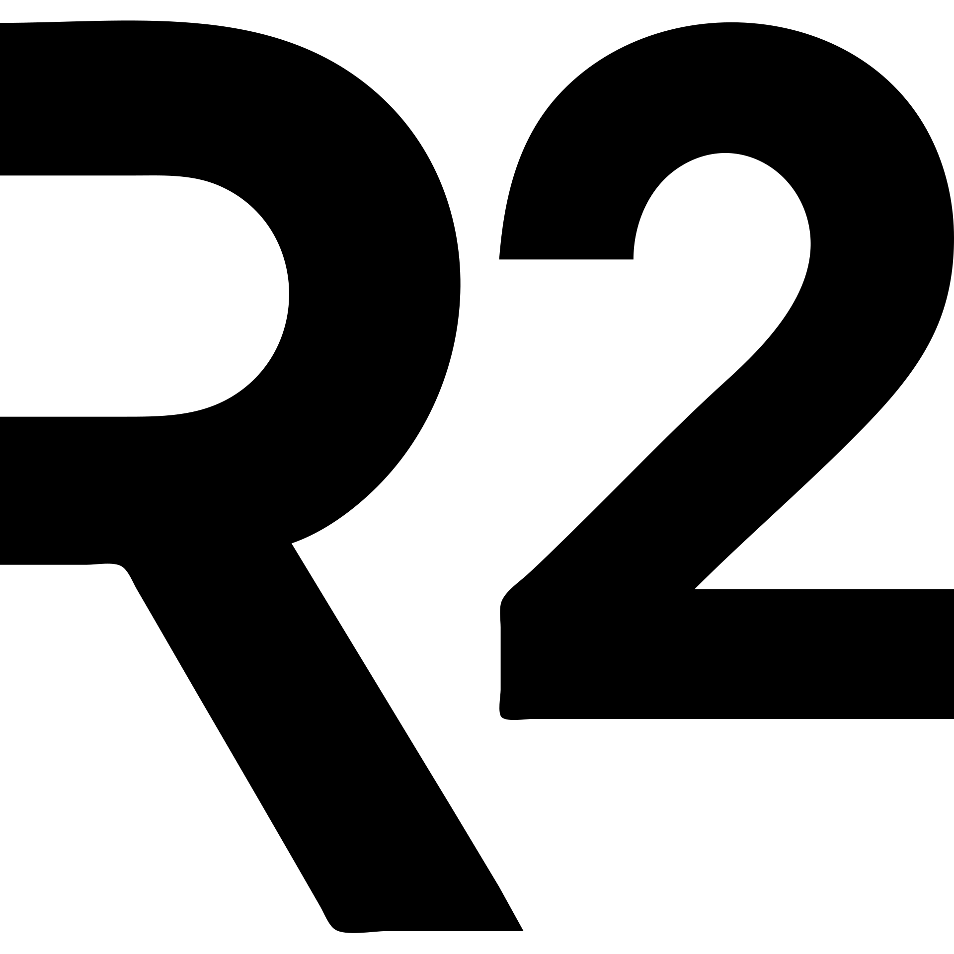 capital letter R and number 2 together, clean and bold, suitable for an icon or logo emoji