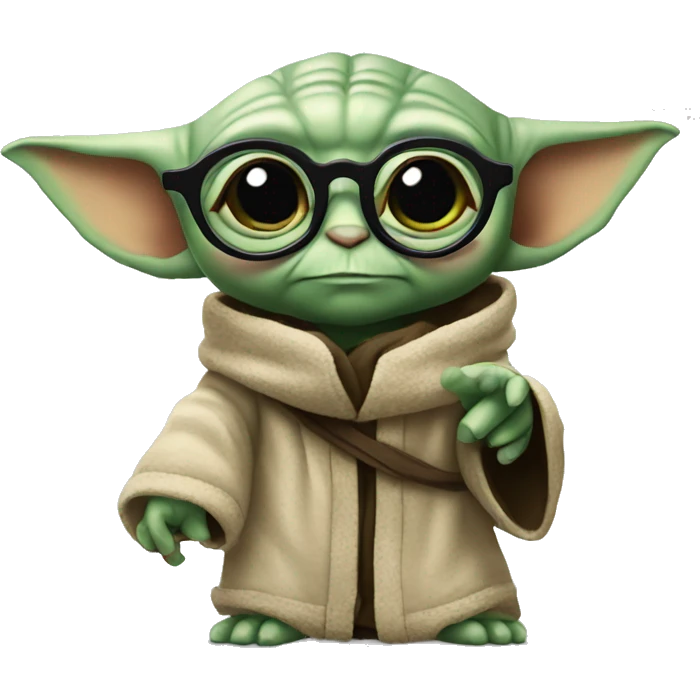 baby yoda with glasses pointing at you emoji