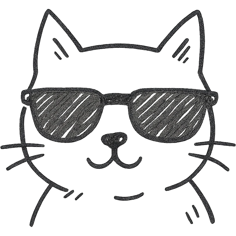 cat wearing sunglasses hand drawn outlined icon emoji