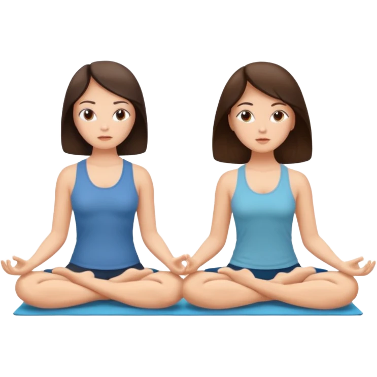 two brunetts meditating and breathing emoji