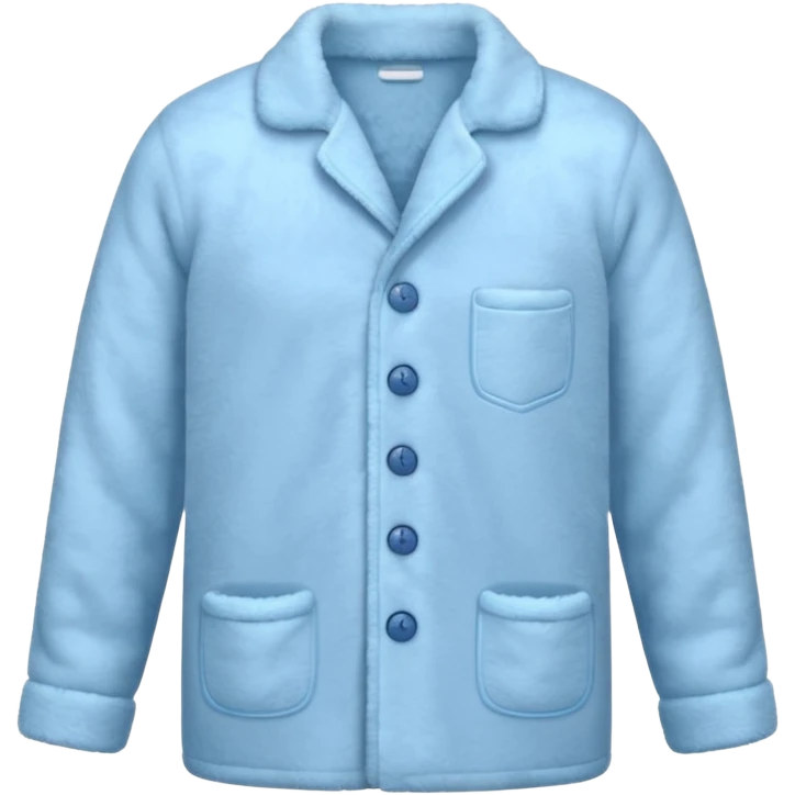 emoji of an isolated cozy pajama top made of fluffy fleece fabric, super soft plush texture, light grey with pastel blue tint, button-down long sleeves, neatly folded flat-lay, no person, no body, no mannequin, warm winter pajama mood, soft shadows emoji