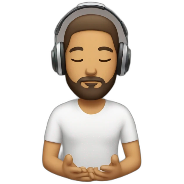 man with beard and headphones meditating emoji