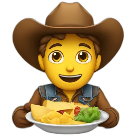 emoji cowboy eating lunch emoji