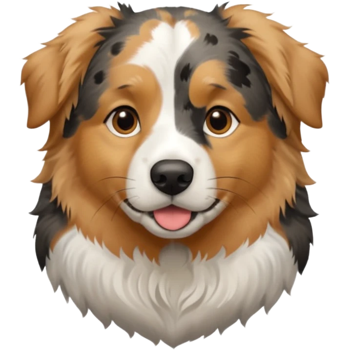 Australian Shepherd golden retriever tan eyebrows around nose and mouth black and speckled grey fur on chest. emoji