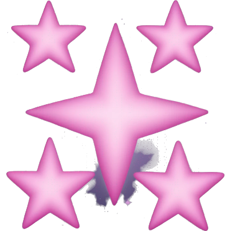 Three small pink , 4-pointed stars grouped together. The stars have a slightly elongated shape, giving them a twinkling effect. They vary in size, with the largest star in the center and two smaller stars on either side.  emoji