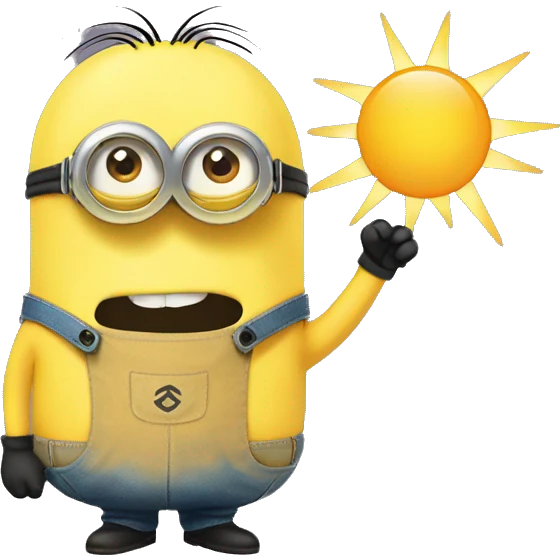 Minion but with the sun face emoji as its face emoji