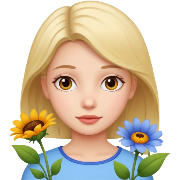 дівчинка з квітами emoji