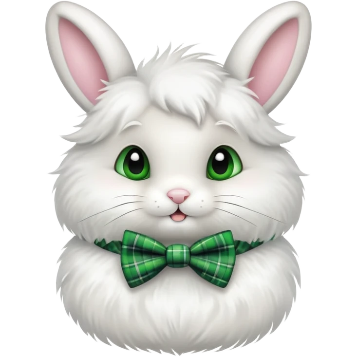 cute Easter bunny with a green plaid bow tie emoji