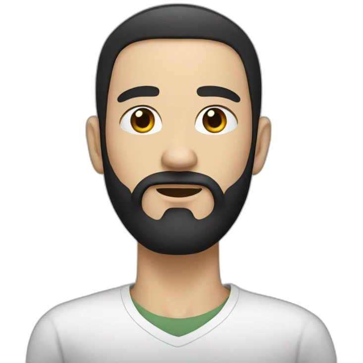 Man, white skin, short black hair, long beard emoji