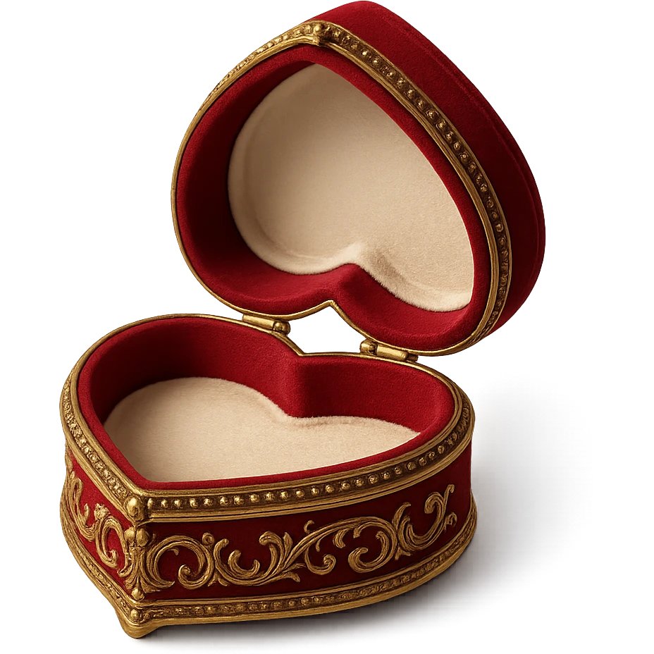 romantic heart-shaped jewelry box emoji