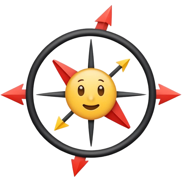 “Didactic emoji illustrating centripetal movement from the center outward, with a central dot and arrows expanding in all directions, clean flat design, bold lines, simple colors, educational style, transparent background.” emoji