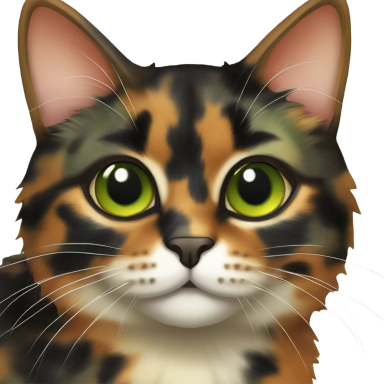 Tortoiseshell cat with green eyes emoji