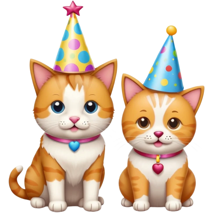 two cats celebrating their dog's birthday emoji