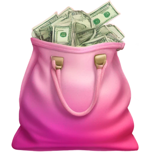 Pink ombre bag filled with money with glitter  emoji