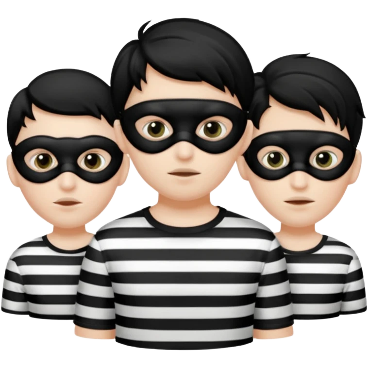 3 theif robbers emoji,Stripped shirt,eye mask, black head. emoji