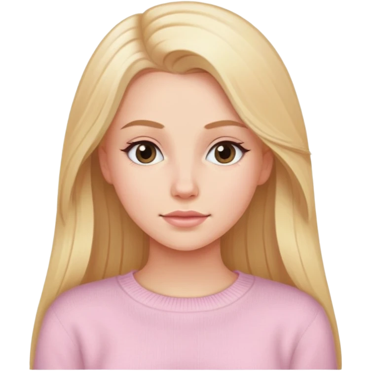 Beautiful white girl with long blonde hair wearing light pink sweater  emoji