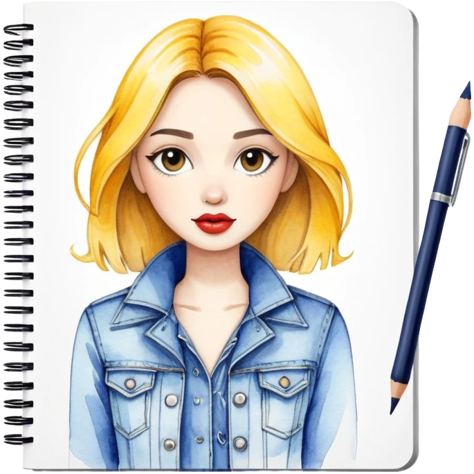 Fashion sketchbook with sketches emoji