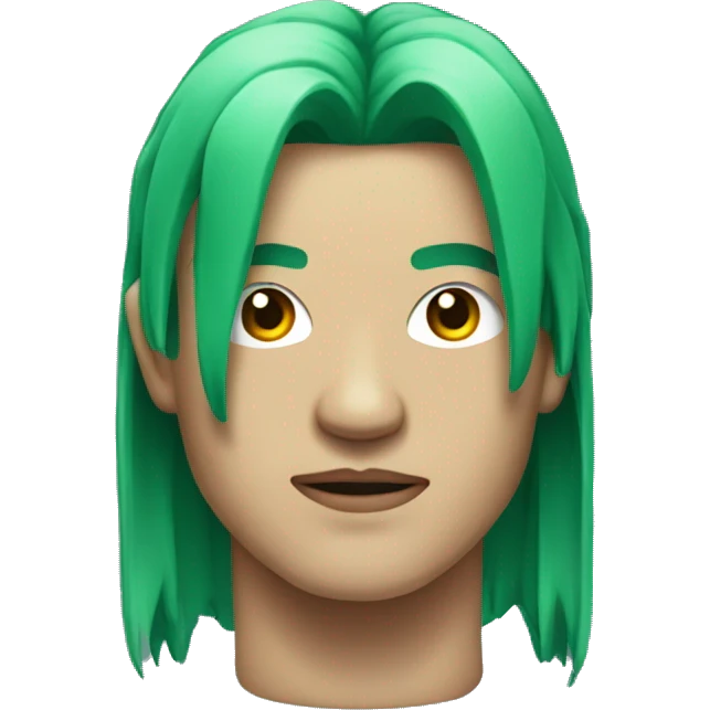 Head of Asian male cyborg with long green hair emoji
