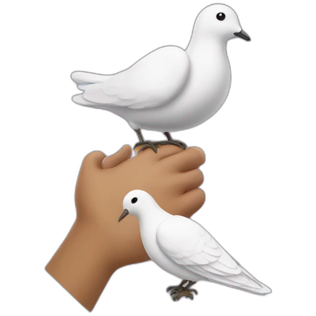 head emoji with a dove on top of the head having a peace sign hand emoji