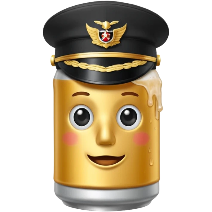 Beer can with captains hat emoji