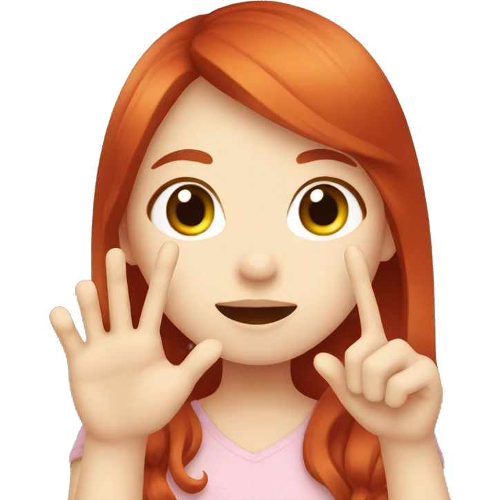 Red hair girl making korean finger heart emoji