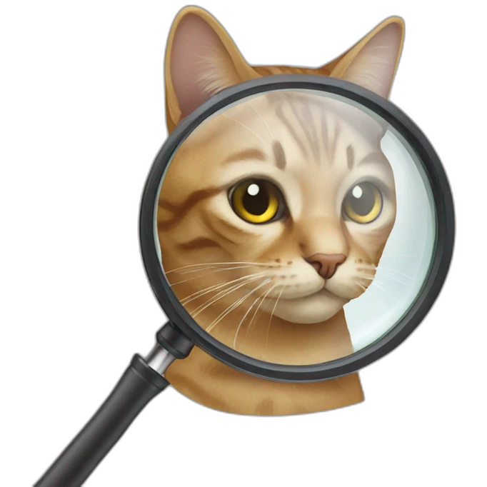 cat is using magnifier emoji