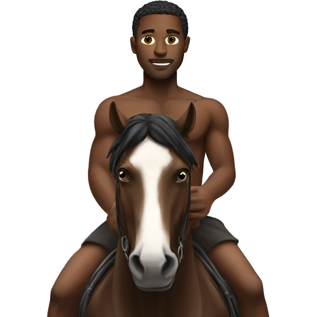 black man on a horse backwards with no shirt on emoji