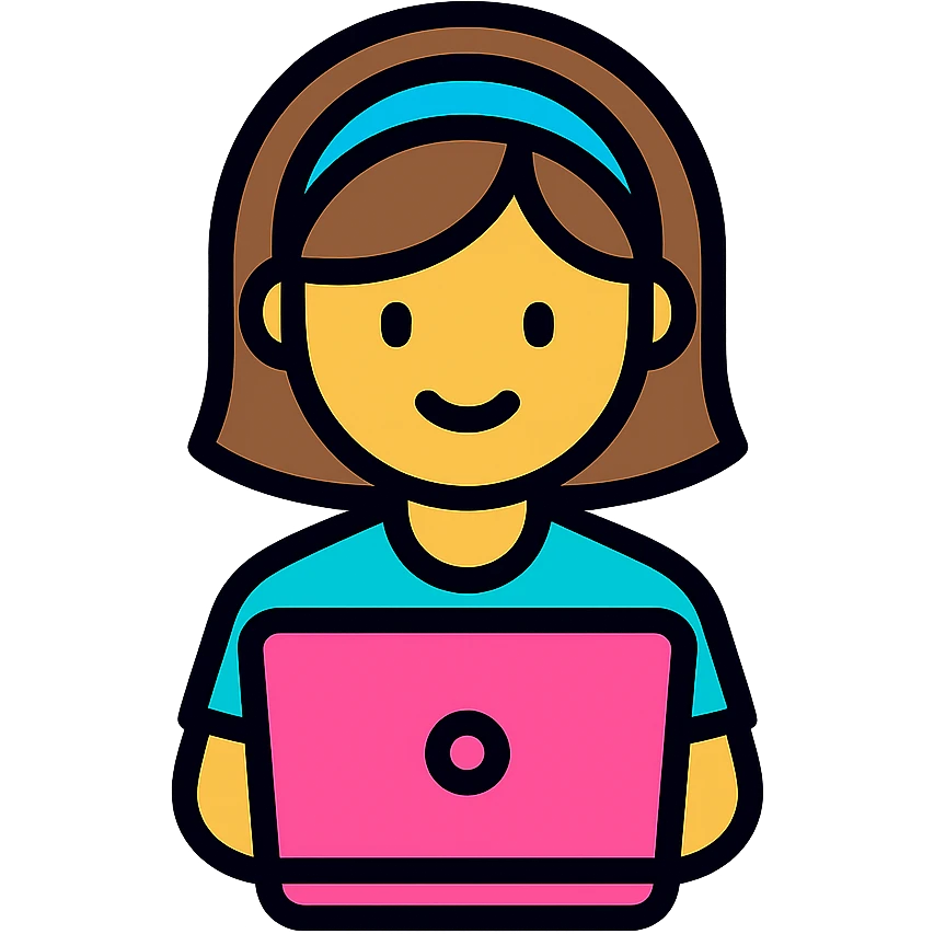 a girl with a pink laptop, color outline icon style emoji