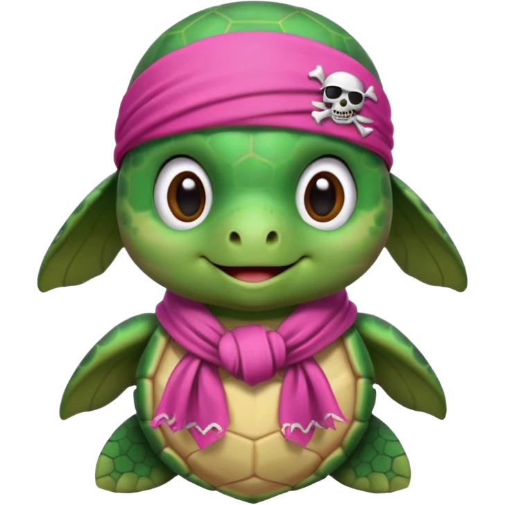 cute sea turtle wearing a pink pirate scarf emoji