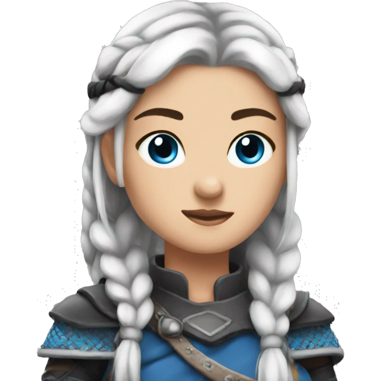 Shield maiden with Black hairbraid and blue eyes emoji