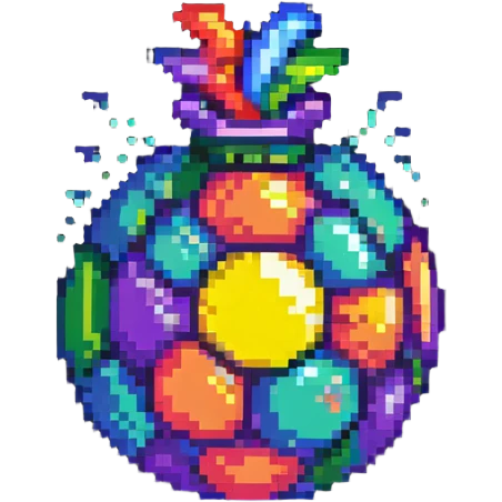 colorful bomb power up item with vibrant colors and highlights to stand out on black background emoji