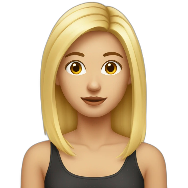 Fille blonde cheveux mi longs méchés lisses yeux marrons emoji