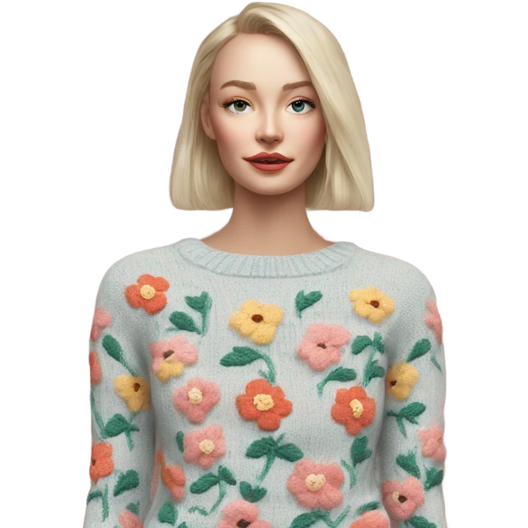 Knit floral sweater glittery beautiful finnish  emoji