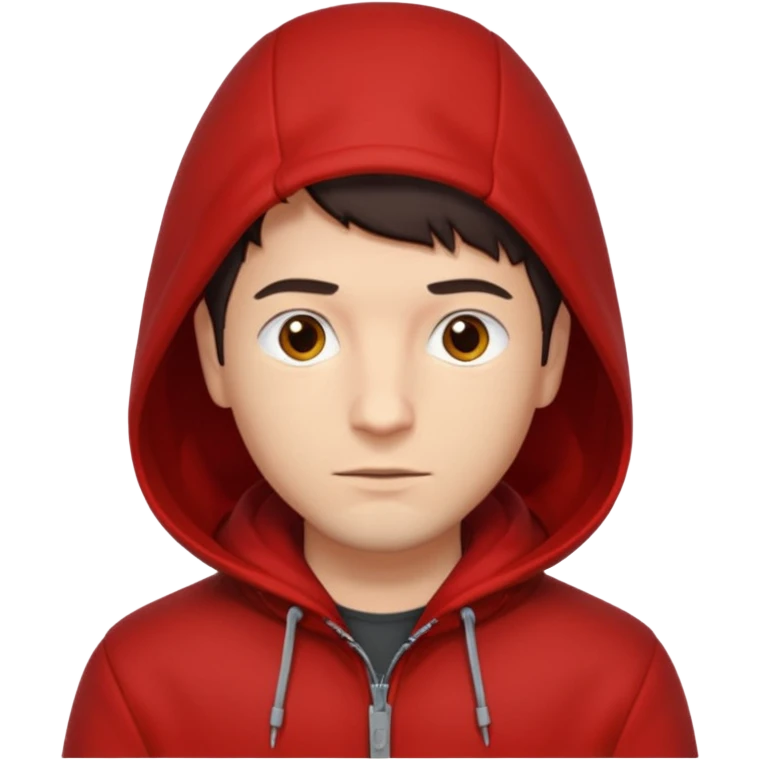 Man in red coat, hood down emoji