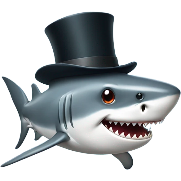 Shark with a top hat emoji