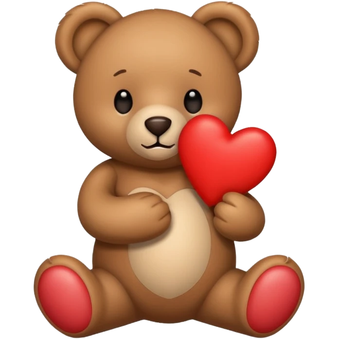 Teddy bear holding a red heart emoji