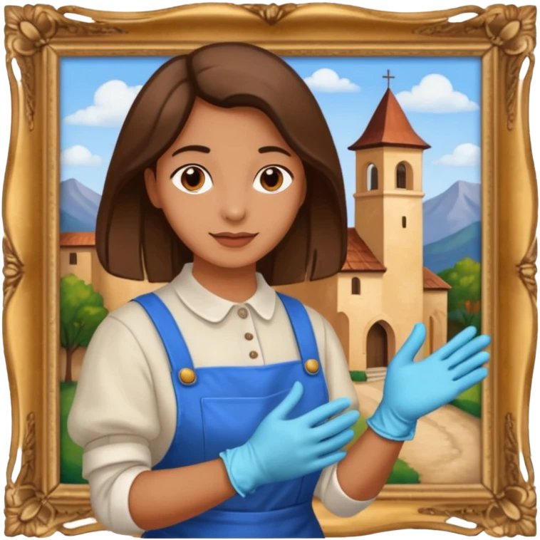 person restoring old painting. emoji